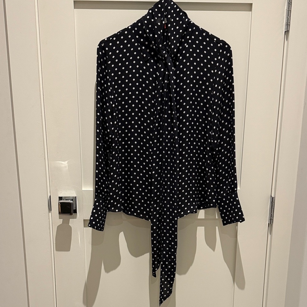 Carolina Herrera CH Polka Dot Silk Shirt - Black and White